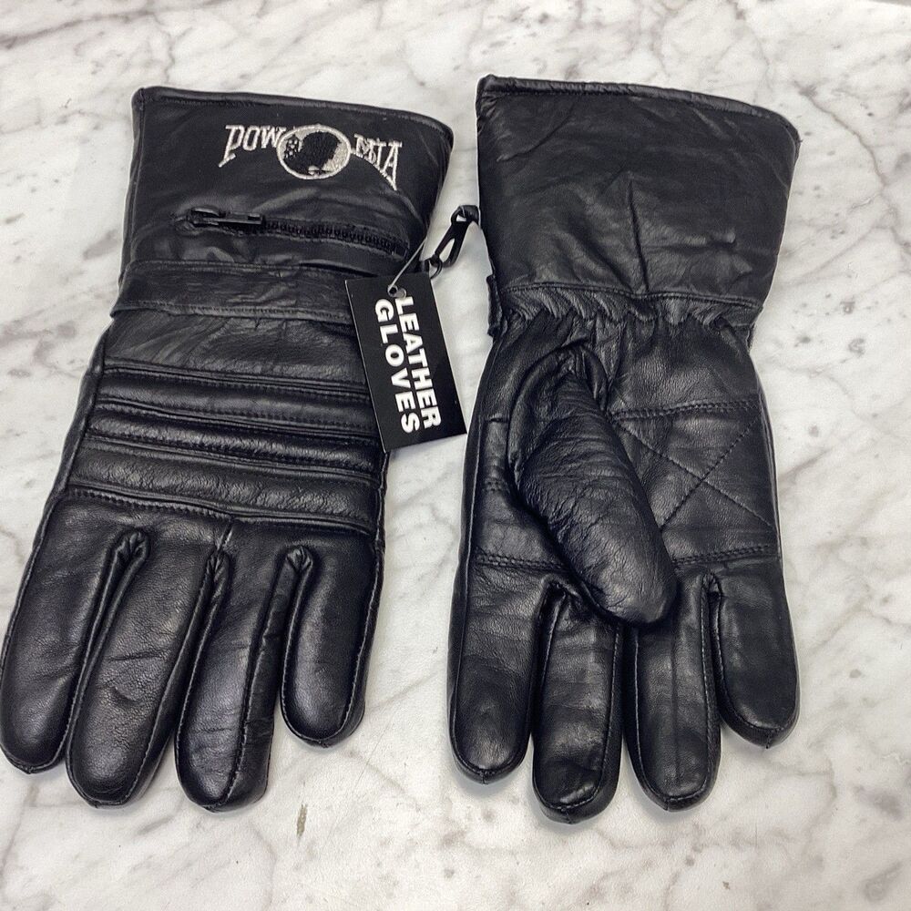 UNIK Black Leather Motorcycle Riding Gloves Men's Size XL Zipper Pocket